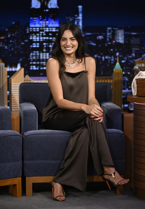 Paige DeSorbo Selects Silk Pajama Set for Tonight Show Appearance