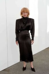 Pamela Anderson Selects Striking Mugler Custom Dress for Paris Fashion Show