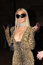 Paris Hilton Leopard Print Dress After Grand Palais Party