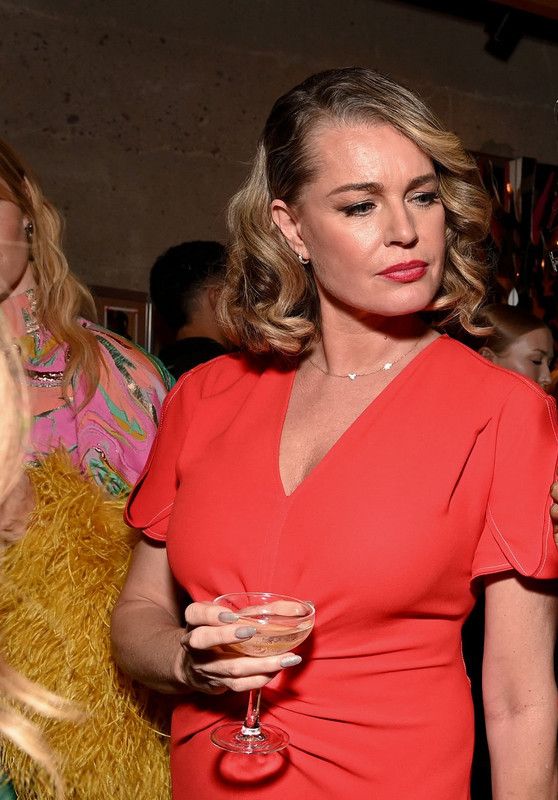 Rebecca Romijn Wears Red V-Neck at Comic-Con Dinner