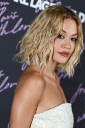 Rita Ora Selects Textured White Mini Dress for Karl Lagerfeld Party