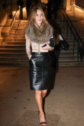 Rosie Huntington-Whiteley Champions Leather Pencil Skirt Look in Paris