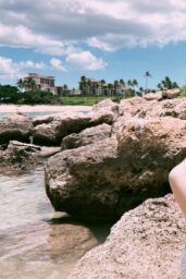 Ruby Marino Embraces Retro Swimwear Aesthetic with Crochet Shorts