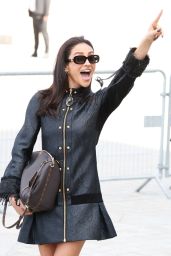 Shay Mitchell Embraces Military Precision at Louis Vuitton Show