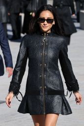 Shay Mitchell Embraces Military Precision at Louis Vuitton Show
