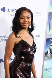 Skai Jackson in Dark Sequin Slip Dress at HollyRod Gala
