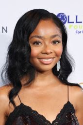 Skai Jackson in Dark Sequin Slip Dress at HollyRod Gala