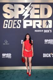 Sunisa Lee Embraces Bold Monochrome Red at Speed Goes Pro Premiere