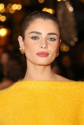 Taylor Hill Masters Parisian Edge in Balmain’s Bold Yellow Knit at Paris Fashion Week