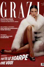 Valentina Zenere in Voluminous White Fur on Grazia Italia Cover