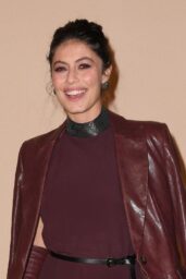 Alessandra Mastronardi at Brunello Premiere in Burgundy Leather Ensemble