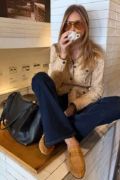 Chiara Ferragni in Prada jacket and Levi’s 315 bootcut jeans, Instagram Story March 2026