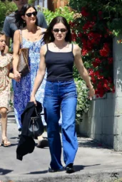 Lucy Hale out for lunch at All Time in Los Feliz wearing a black tank and dark blue jeans, April 2026