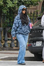 Rihanna in Savage x Fenty Camo Hoodie Brooklyn April 2026 photo 2