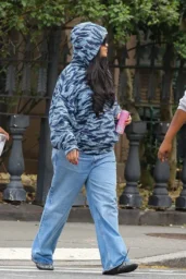 Rihanna in Savage x Fenty Camo Hoodie Brooklyn April 2026 photo 5