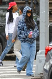 Rihanna in Savage x Fenty Camo Hoodie Brooklyn April 2026 photo 6